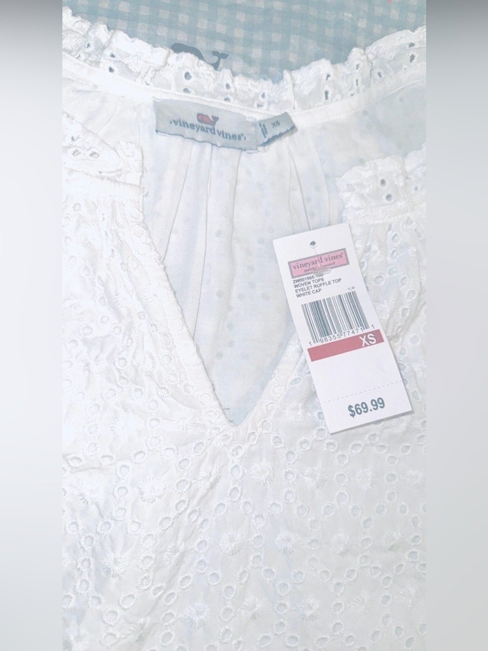 NWT Vineyard Vines Women’s White Eyelet Flutter Sleeve Top - Size XS - Picture 4 of 5
